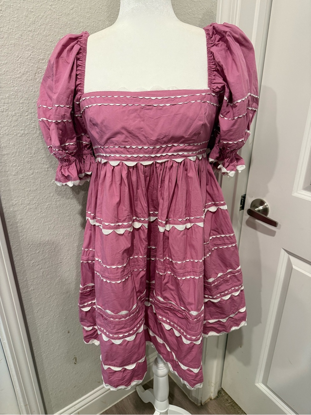 Sofie the Label Purple Puff-Sleeve Smocked Mini Dress Sz M Lolita